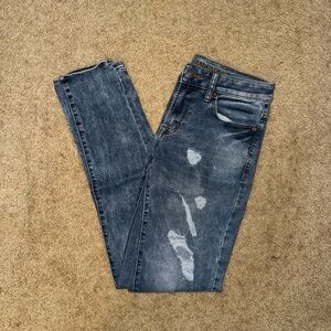 American Eagle Distressed Skinny Stretch Blue Jeans (30x34)